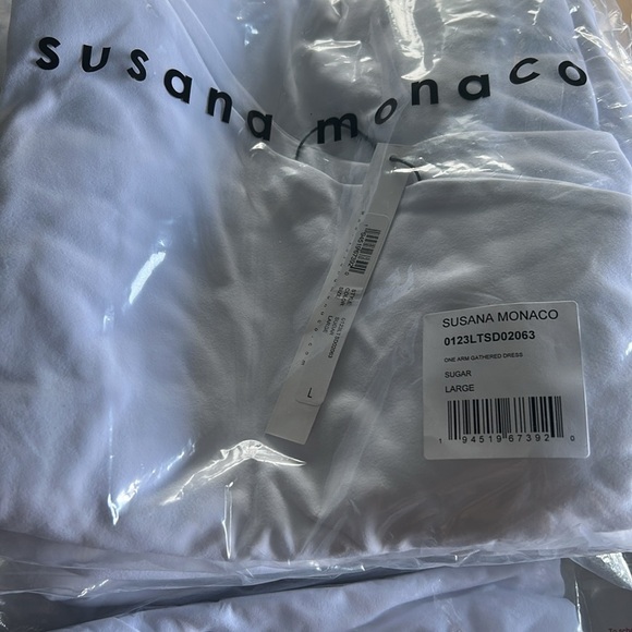 Susana Monaco NWT One Arm Gathered Dress in White - Picture 8 of 8